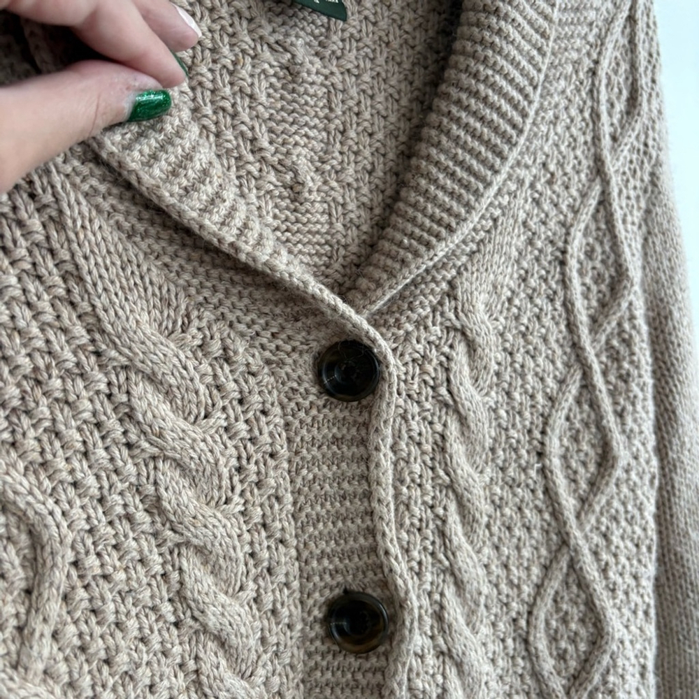 Vtg Eddie Bauer Cable Knit Button Up Shawl Neck Cardigan Sz Small - Picture 8 of 11